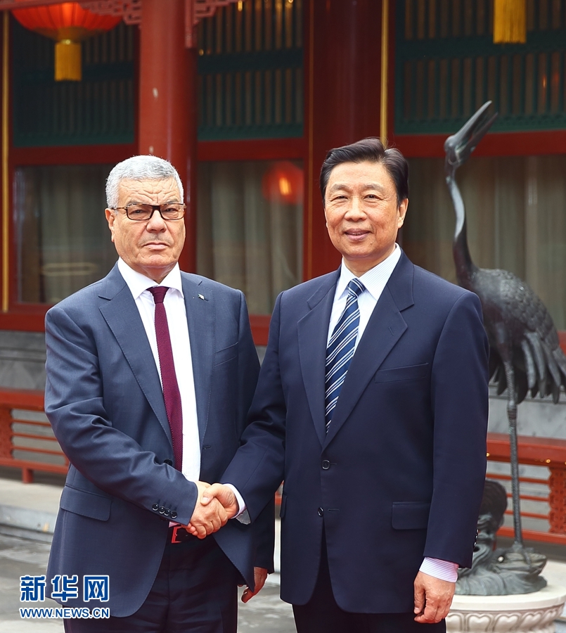 4月6日，国家副主席李源潮在北京会见由总书记萨伊达尼率领的阿尔及利亚民族解放阵线党代表团。 新华社记者 丁海涛 摄