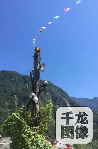 宝兴县雪山村路旁的熊猫标志