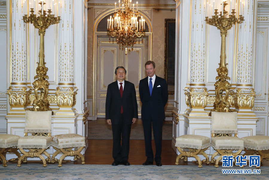 10月19日，正在卢森堡进行正式访问的国务院副总理马凯（左）会见卢森堡大公亨利。 新华社记者叶平凡摄