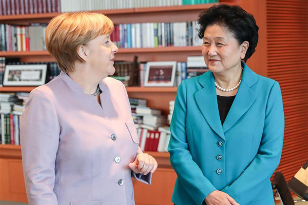 11月25日，中国国务院副总理刘延东在柏林会见德国总理默克尔。 新华社记者单宇琦摄