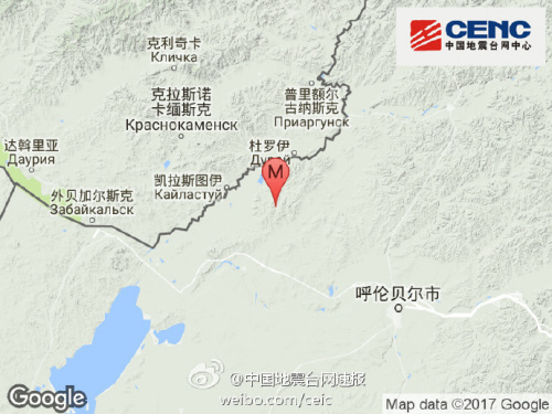 内蒙古陈巴尔虎旗发生3.2级地震震源深度20千米