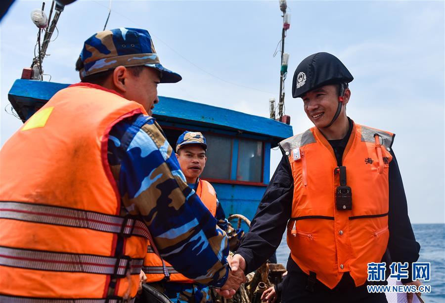 （法治）（4）中越海警举行2017年首次北部湾共同渔区海上联合检查
