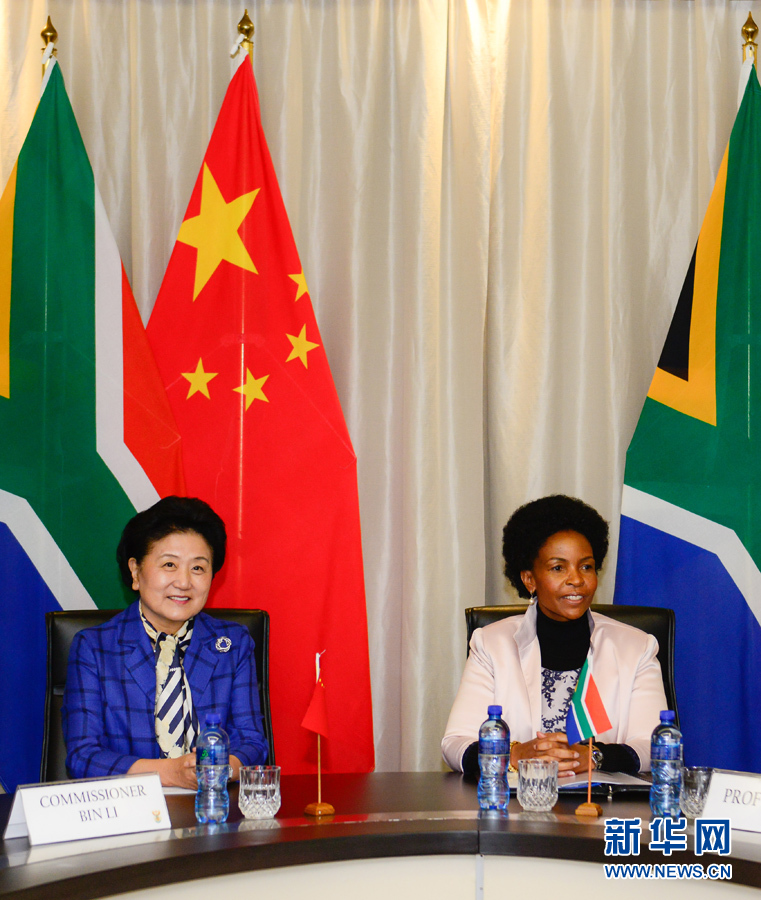 4月25日，国务院副总理刘延东在比勒陀利亚会见南非外长马沙巴内。 新华社记者翟健岚摄