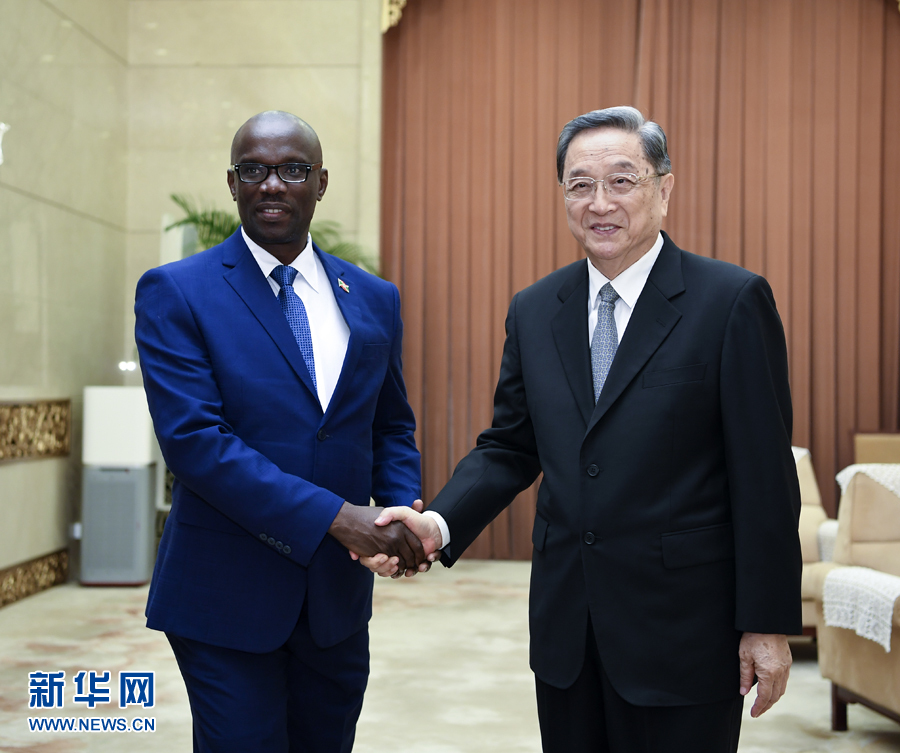 9月5日，全国政协主席俞正声在北京会见布隆迪参议长恩迪库里约。新华社记者 张领 摄