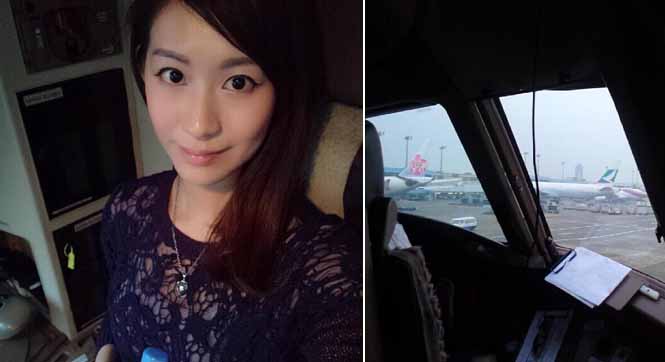 台北飞香港航班爆满 女子坐驾驶舱回家