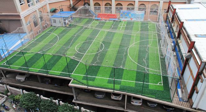 郑州小伙楼顶建起900平米“空中足球场”