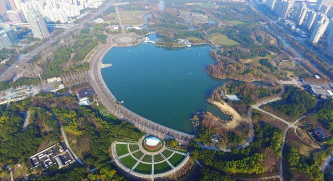 航拍世纪公园：上海市中心的一片绿洲