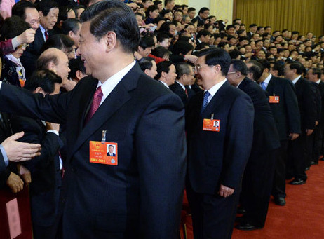 习近平胡锦涛等与出席十二届全国人大一次会议的全体代表合影留念
