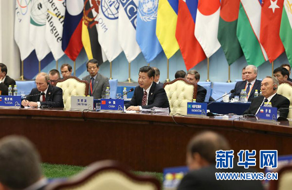 5月21日，中国国家主席习近平主持亚信第四次峰会并发表题为《积极树立亚洲安全观共创安全合作新局面》的主旨讲话。