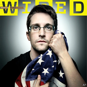 斯诺登揭美情报机构秘密武器 抱美国旗登杂志封面