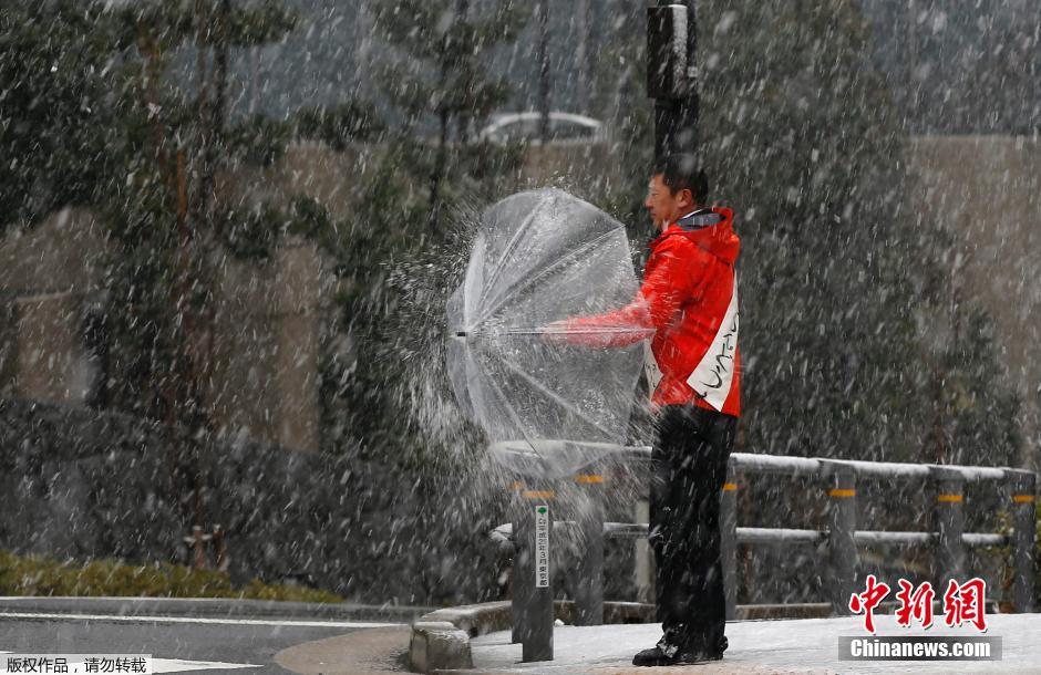 日本出现大范围降雪 数十趟航班取消