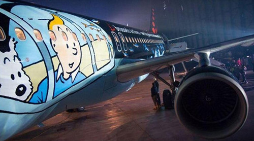 比利时航空用《丁丁历险记》彩绘装扮客机（图）