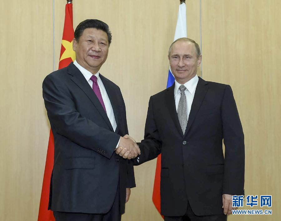 7月8日，国家主席习近平在俄罗斯乌法会见俄罗斯总统普京。新华社记者李学仁摄