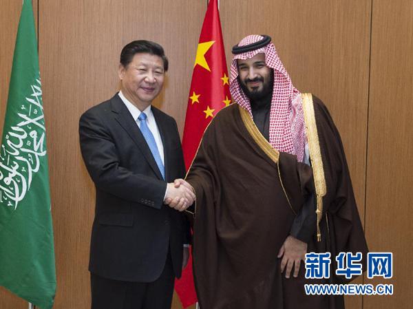 1月19日，国家主席习近平在利雅得会见沙特阿拉伯王储继承人穆罕默德。 新华社记者王晔摄 