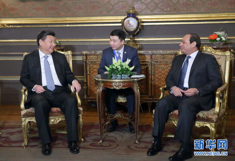 1月20日晚，国家主席习近平在开罗阿比丁宫会见埃及总统塞西。新华社记者 鞠鹏 摄