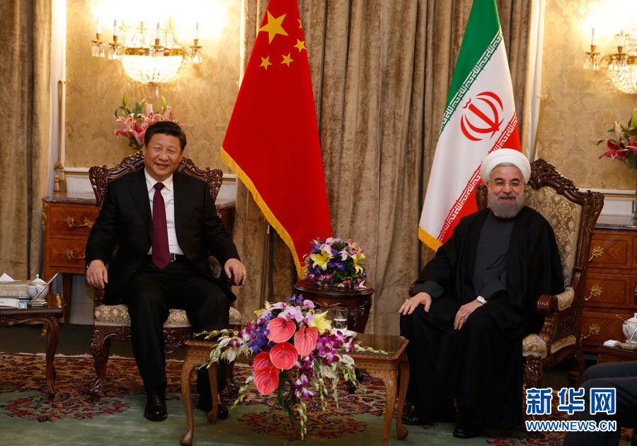 1月23日，国家主席习近平同伊朗总统鲁哈尼在德黑兰萨德阿巴德王宫举行会谈。 新华社记者 鞠鹏 摄