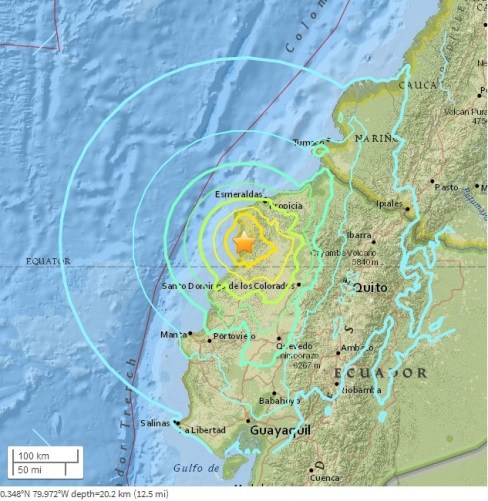 厄瓜多尔发生7.4级地震深度20千米有海啸预警