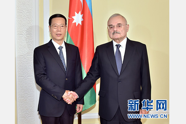 6月1日，应邀访问阿塞拜疆的国务院副总理张高丽在巴库同阿塞拜疆总理拉西扎德举行会谈。 新华社记者李涛摄