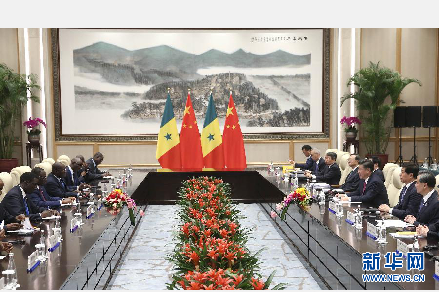 9月2日，国家主席习近平在杭州会见塞内加尔总统萨勒。新华社记者庞兴雷摄