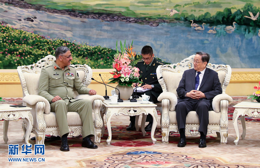 6月15日，全国政协主席俞正声在北京会见巴基斯坦参联会主席祖拜尔。 新华社记者 谢环驰 摄