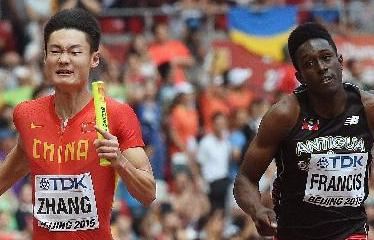 田径——中国队创男子4X100米接力新的亚洲纪录（图）
