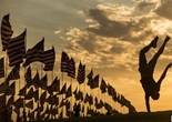 洛杉矶纪念“9.11”14周年 草坪竖约3000面国旗（组图）
